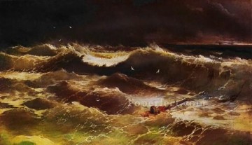 海の風景 Painting - イワン・アイヴァゾフスキーの嵐の夜の海景